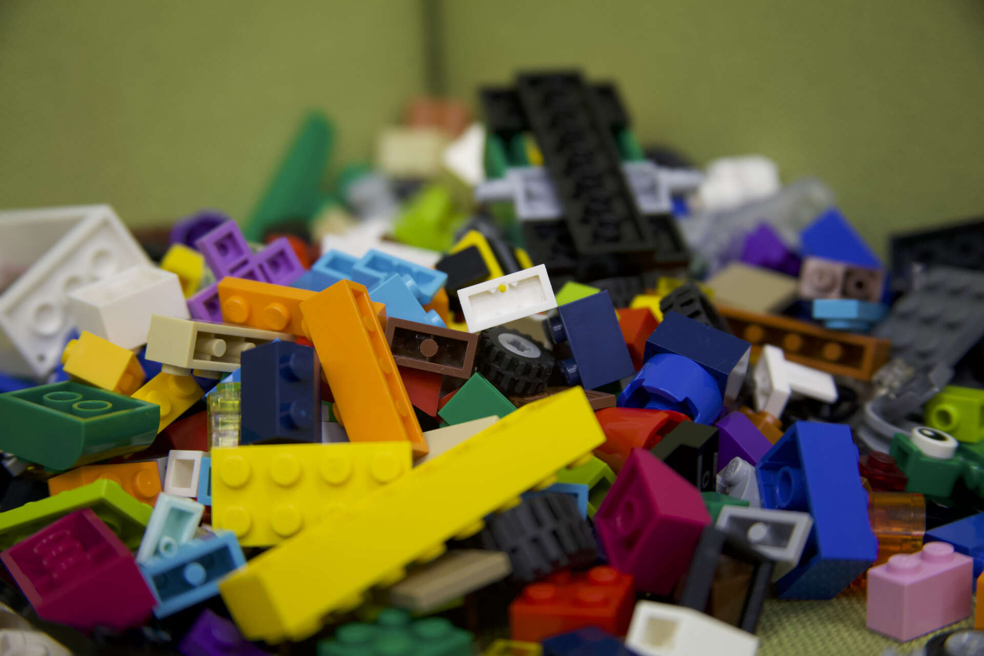 A pile of legos is pictured.