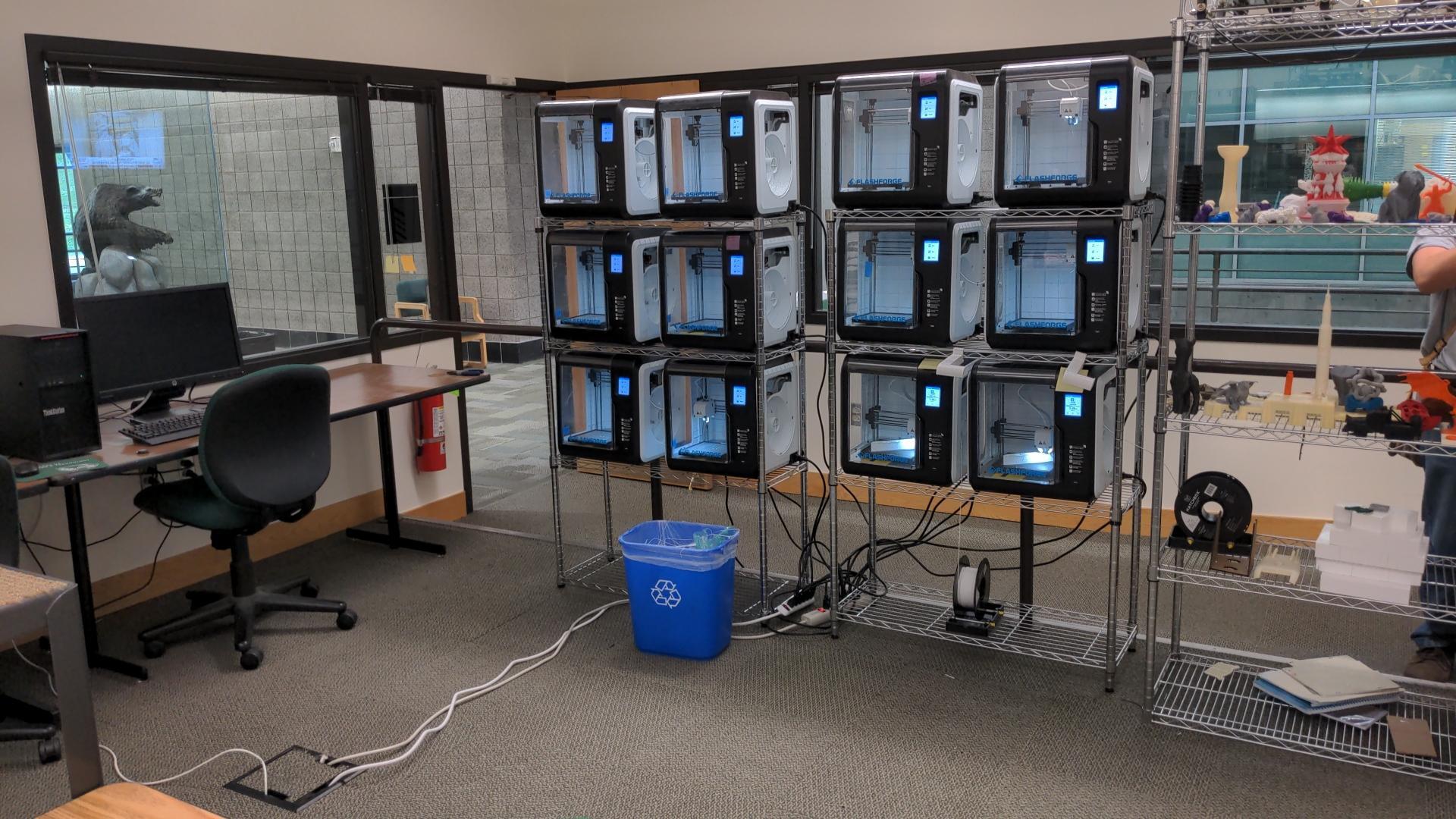 Array of FlashForge 3D Printers | Photo by Jackson Lohman