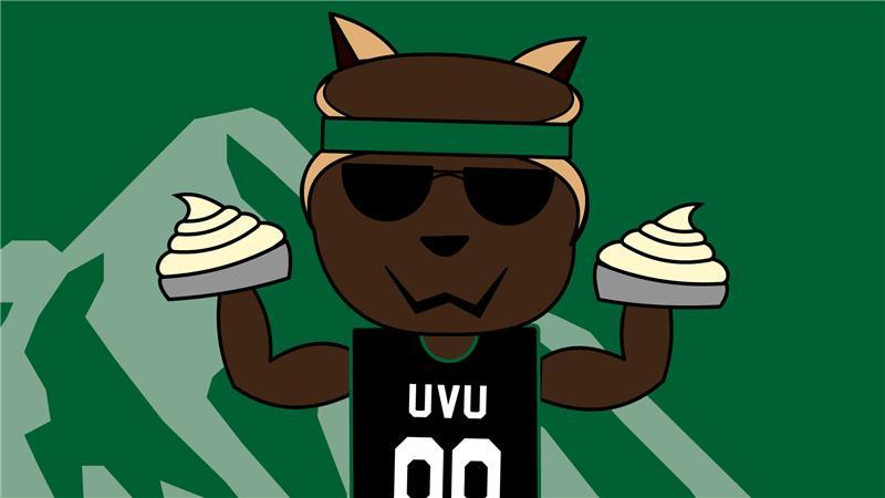 Willy the wolverine holding pie