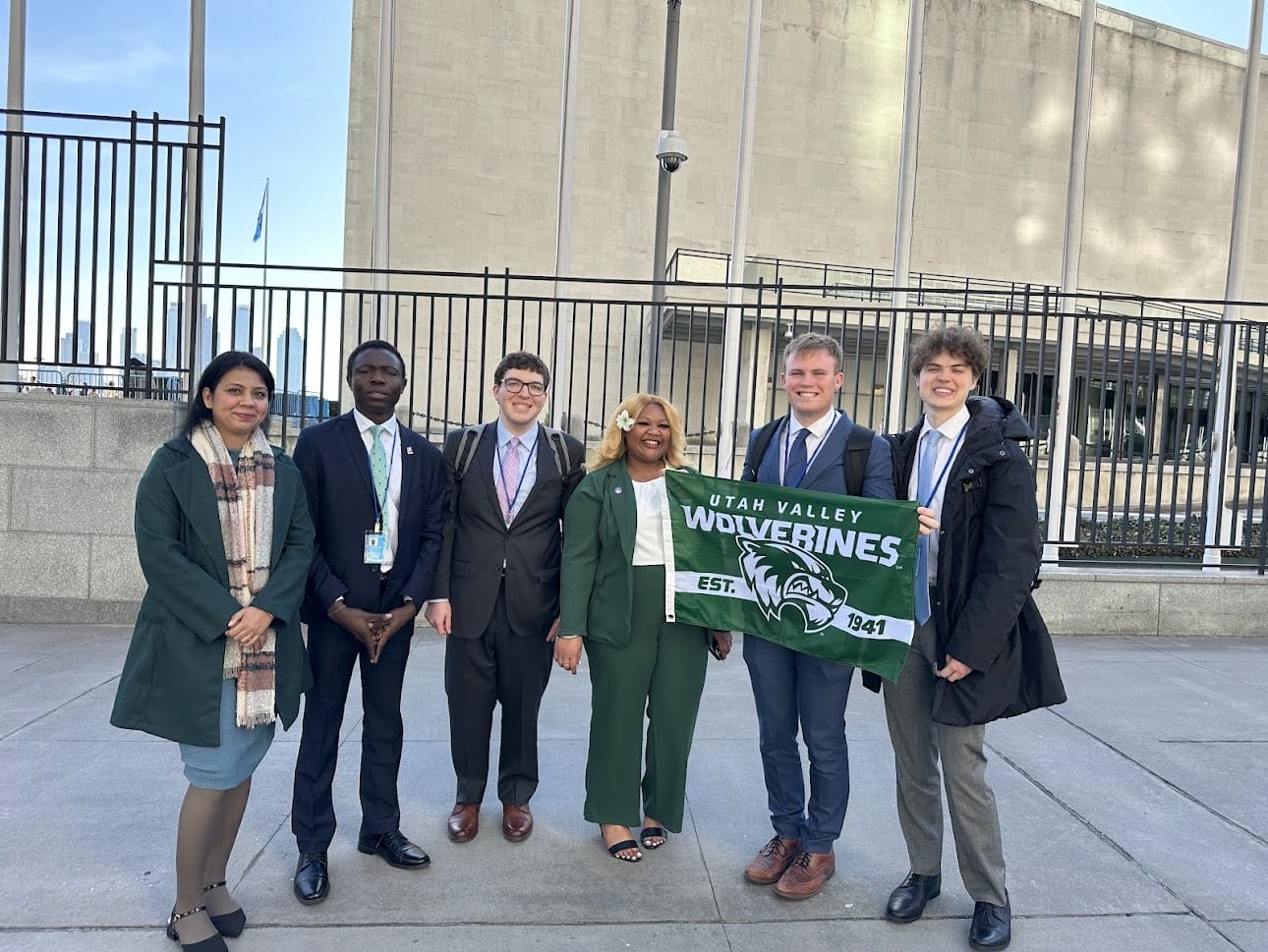 UVU students before entering the United Nations Headquarters